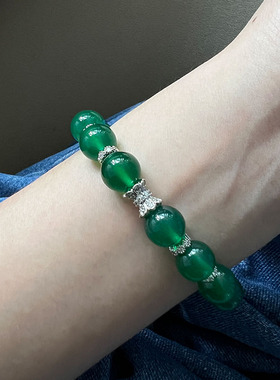 墨豆家 新中式显白绿色玛瑙手链轻奢小众手串高级感国风精致手饰