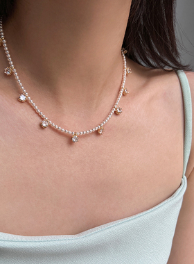 墨豆家 施家珍珠项链轻奢小众高级感锆石满天星锁骨链气质颈链女