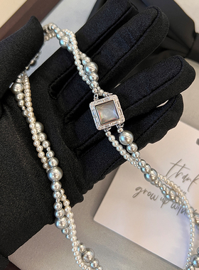 施家珍珠项链女高级感