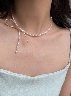 墨豆家 施家珍珠蝴蝶结choker锁骨链轻奢小众高级感项链百搭颈链