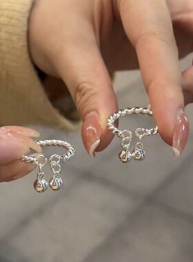 双铃铛戒指女抖音一步一响双宫铃扭线叮当麻花戒指送女友礼物闺蜜