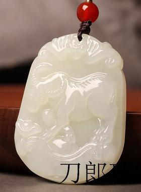和田白玉十二生肖吊坠男女款属兔虎鼠马兔蛇鸡牛羊猴龙本命年项链