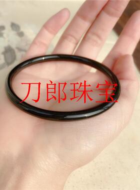 精选新疆和田玉叮当镯墨色玉手镯黑青玉细圆条复古镯子高级感女款