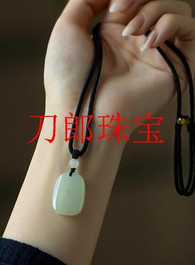 和田玉青白玉太平平安无事牌吊坠男女同款玉坠无字吊牌玉佩挂饰品