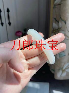 和田玉手镯女款高端胖圆条新疆羊脂白玉金丝玉镯子美人条礼物女饰