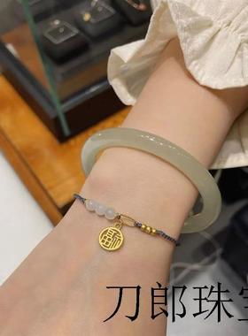 新疆和田玉手镯女款晴水青白玉镯子青海料阿富汗细圆条叮当镯证书