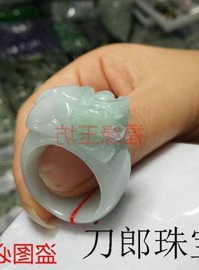 高端精选翡翠色貔貅戒指缅甸玉扳