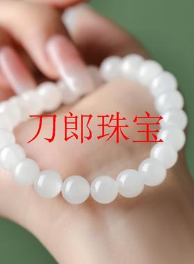 和田玉手串手链水晶女款老矿新疆羊脂白玉女士玉石散珠老型珠手链