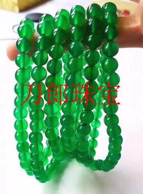巴西老矿绿玉髓叠戴毛衣链新中式玛瑙国风原创女款阳绿色圆珠项链