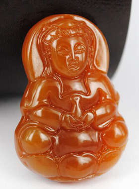 精选黄龙玉黄玉坐观音挂件男款玉石观音玉吊坠玉饰工艺品简约送礼