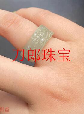 高端新疆和田玉招财貔貅玉戒指男女个性玉指环兽面貔貅复古中国风
