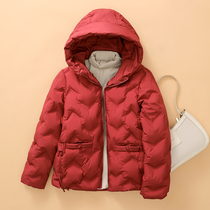 Bourgendon joint 2023 new winter tandem hat womens press gel down jacket red loose small sub 90 white