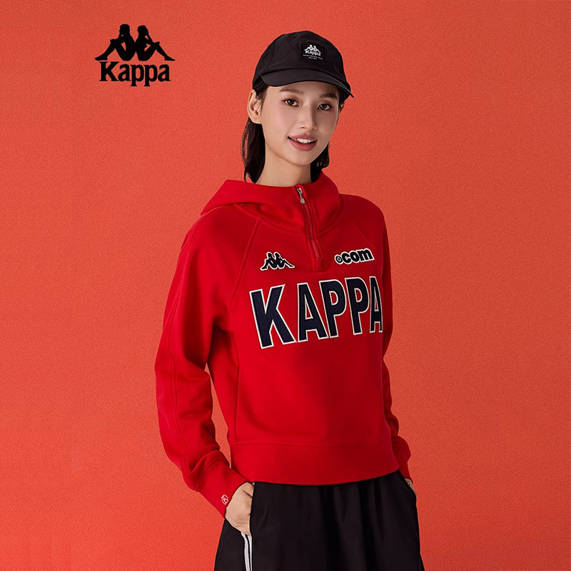 Kappa卡帕女装2025春季新款简约百搭半拉链套头卫衣K0F22MT38