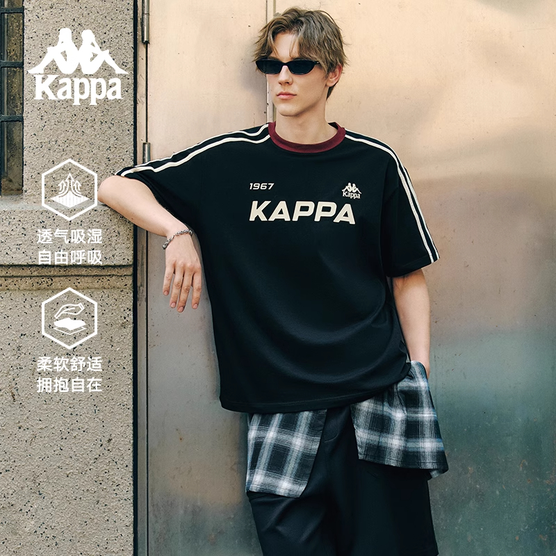 Kappa卡帕男装女装2025夏季新款运动休闲百搭短袖T恤K0FX2TD09D - 图1