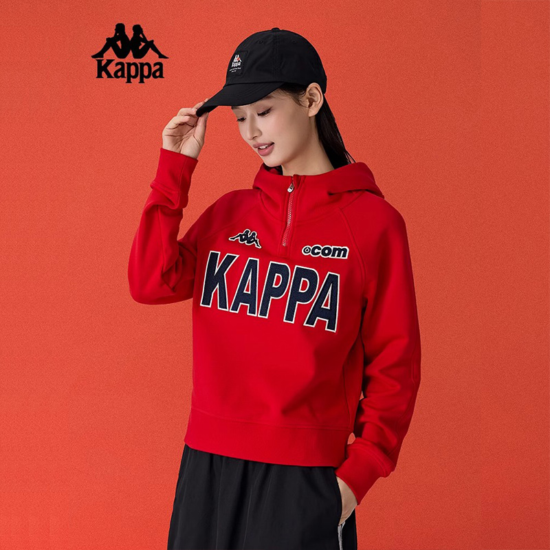 Kappa卡帕女装2025春季新款简约百搭半拉链套头卫衣K0F22MT38