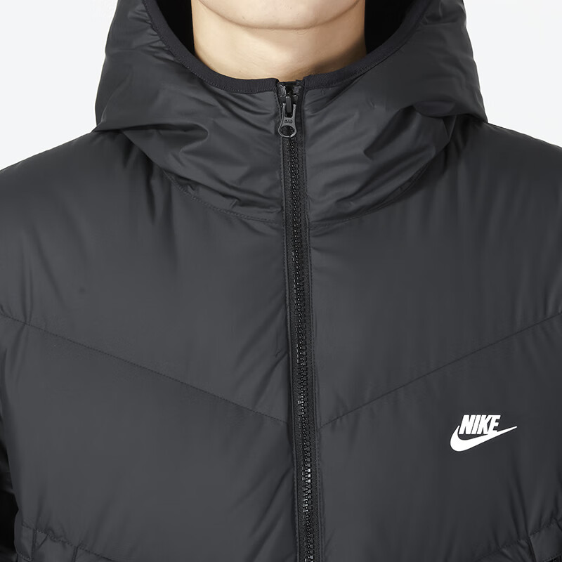 Nike耐克羽绒服男中长款2023冬新款连帽保暖黑色运动服棉服DV1134