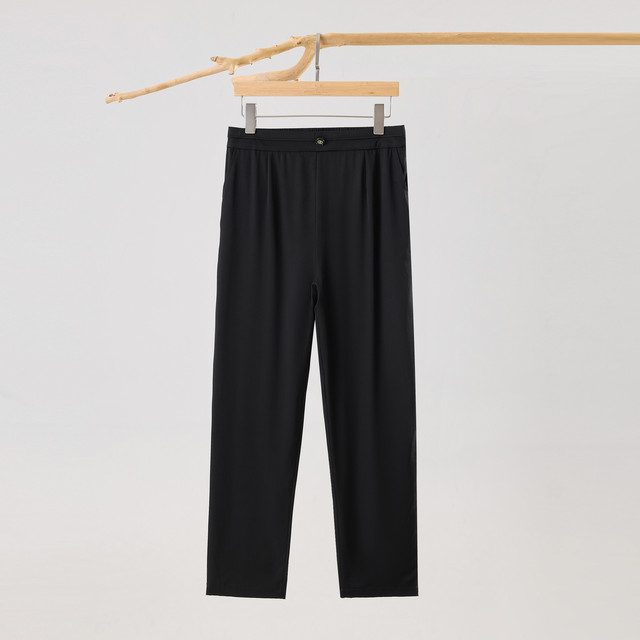 Chunzhu 19 Momi elastic double Qiao Chunsu new elastic band mulberry silk small feet pants breathable women's fashionable casual pants