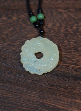 岫玉龙鱼平安扣吊坠挂件中式汉服配饰deepseek配饰推荐鱼化龙