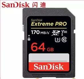 闪迪SD卡64G 高速存储卡 SDXC U3 633X 微单反数码相机内存卡170M - 图0