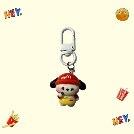 Cute Maimen Xiaopa Keychain Pendant Cartoon M Chip French Fries Hamburger School Bag Bag Pendant Creative Gift Wholesale