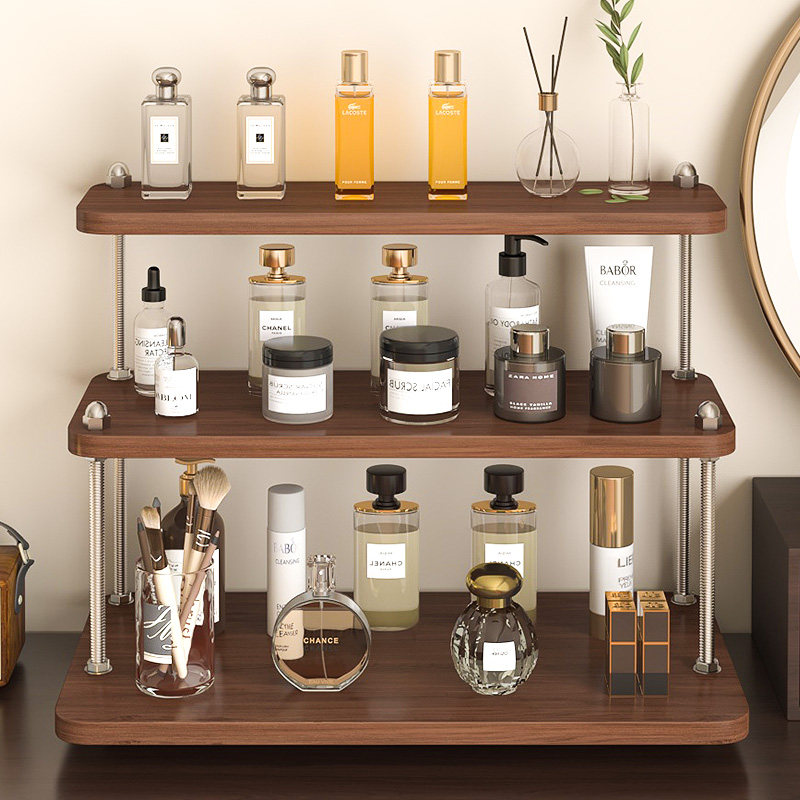 中古风桌面置物架化妆品香水口红架子梳妆台桌上台面实木收纳盒,淘宝优惠券,粉丝福利购,淘宝优惠卷
