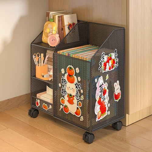 桌下置物架可移动小推车学生教室书桌旁书本收纳神器落地多层书架 - 图3