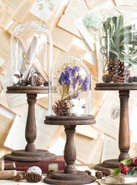 JK慕空间复古北欧简洁风格金边玻璃罩书房客厅摆件装饰多边形花房