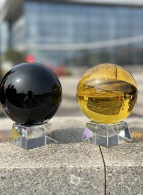 纯黑水晶球黑曜石玻璃球入口办公室家庭卧室客厅反桌装饰恶棍