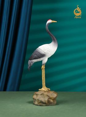 黄铜摆件《鹤寿延年》仙鹤铜工艺品 家居饰品 客厅书房装饰礼品