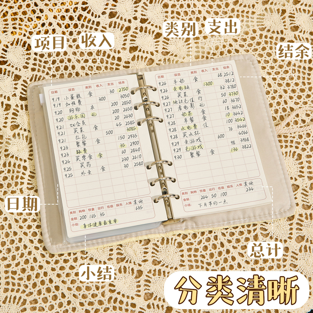 布艺存钱本2025新款A6活页大容量手帐本子家庭理财记账本日常支出明细收纳册高颜值创意便携可拆卸现金收纳,淘宝优惠券,粉丝福利购,淘宝优惠卷