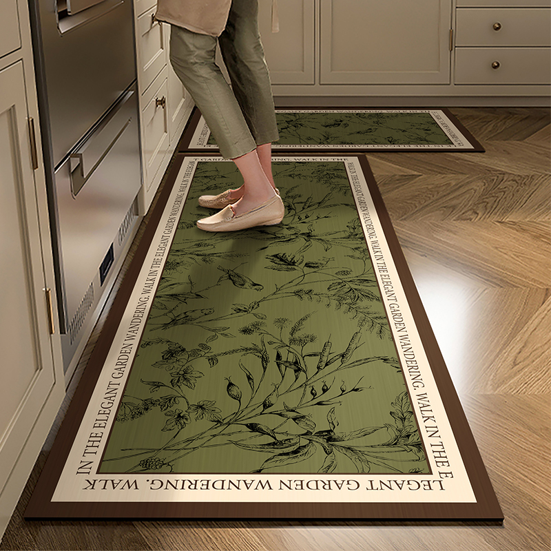 美式复古厨房专用地垫吸水防油防滑垫耐脏加厚硅藻泥脚垫长条地毯 - 图0