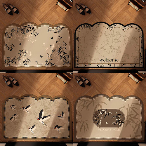 入户门地垫高级感皮革pvc法式中古风防滑进门免洗可擦可裁剪脚垫 - 图0