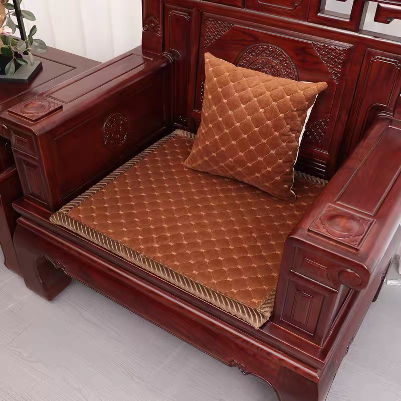 红木沙发坐垫加厚冬季实木椅子防滑坐垫椅垫新中式牛奶绒沙发坐垫