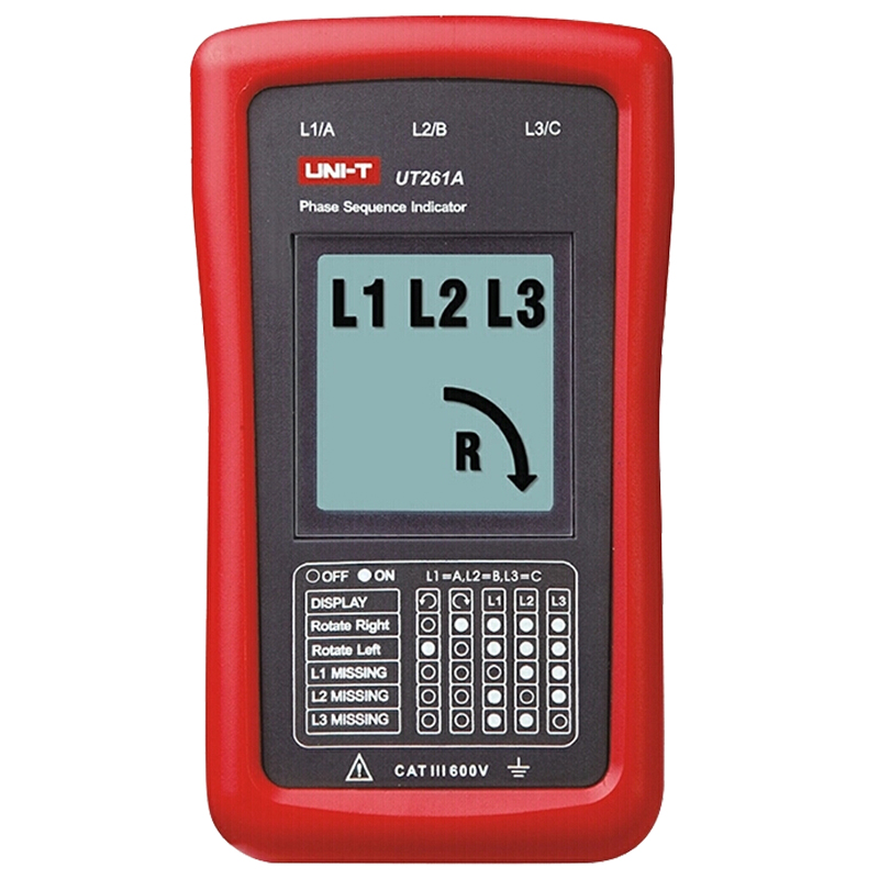 优利德UT261A相序检测仪数显相位表检相器三相交流电相位计接触式 - 图0