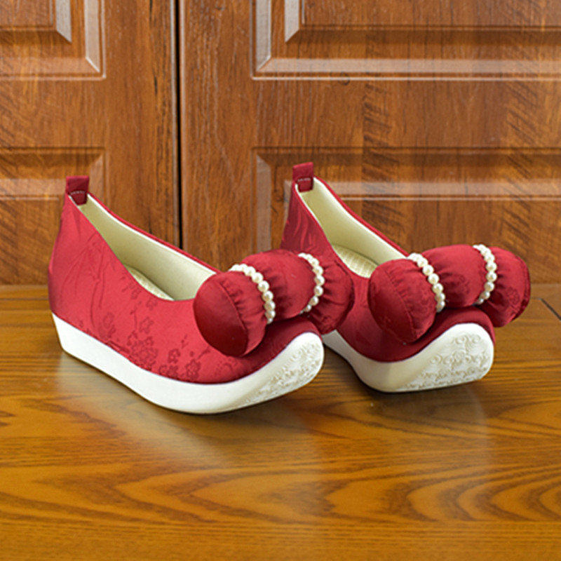 锦袍仙汉服鞋子增高厚底红色古风小枕头婚鞋绣花鞋登云女翘头履鞋,淘宝优惠券,粉丝福利购,淘宝优惠卷