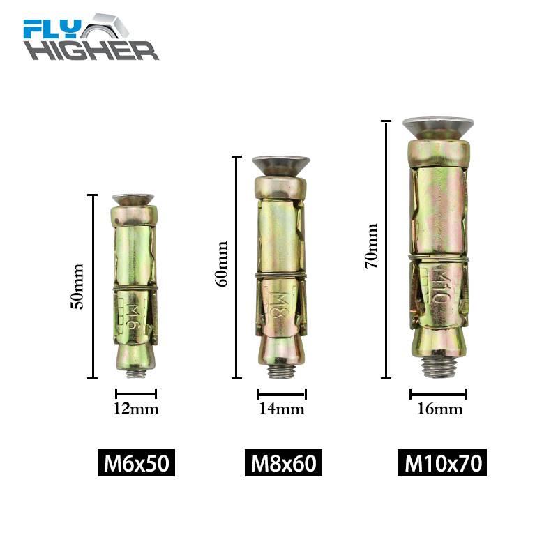 重型膨胀配沉头不锈钢螺丝 加气砖 泡沫砖蜂窝砖实心墙内膨胀螺栓
