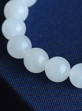 天然和田玉白玉素雅手链手串典雅大方约10MM