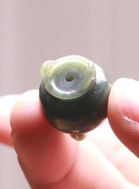 蒋宏利和田玉茶具 和田玉青玉小香炉鬲式炉双耳乳足 天然玉石摆件
