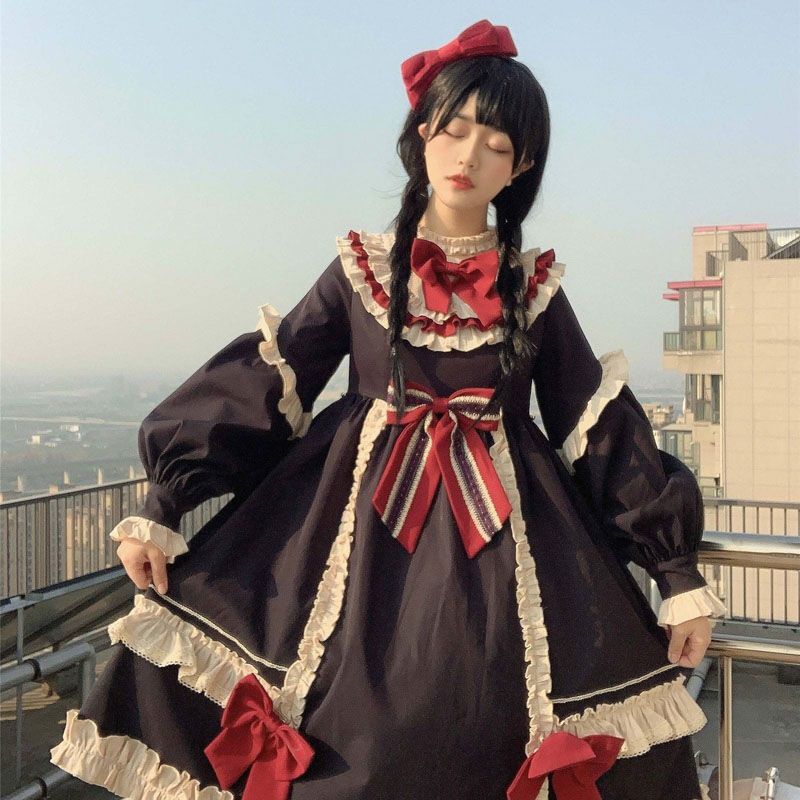 冬季lolita裙子白雪姬古典少女秋冬加厚长袖洛丽塔op连衣裙正品 - 图2