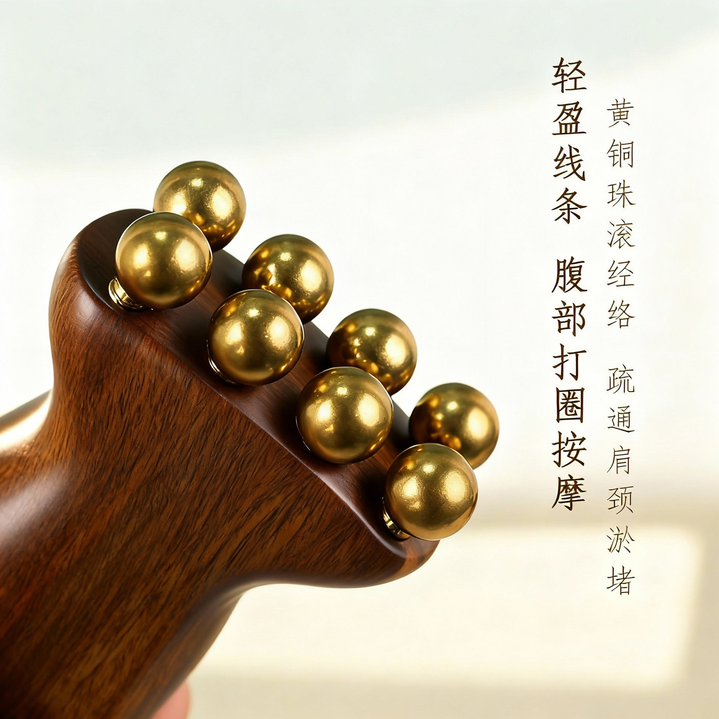 实心黄铜眼部按摩器20齿便携檀木眼周脸按摩双面黄铜经络刷,淘宝优惠券,粉丝福利购,淘宝优惠卷