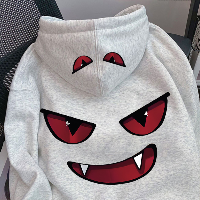 大码300斤美式潮牌小恶魔重磅连帽卫衣男女秋冬宽松情侣加绒外套2 - 图1