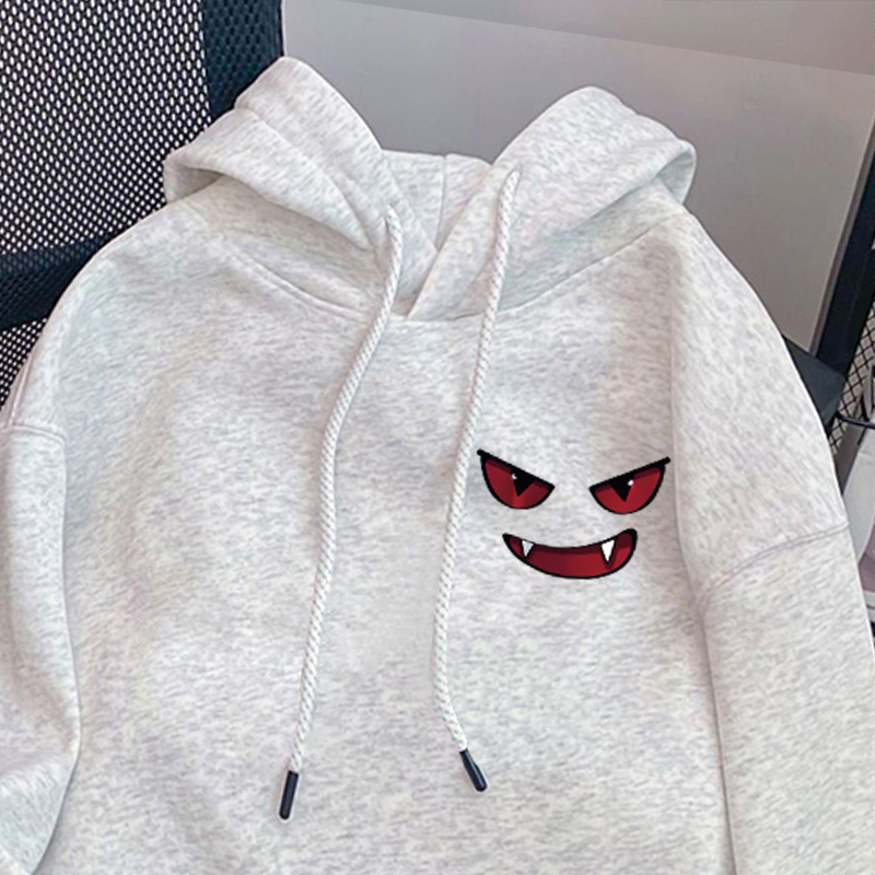 大码300斤美式潮牌小恶魔重磅连帽卫衣男女秋冬宽松情侣加绒外套2 - 图2