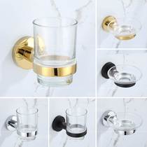 Bathroom glass gargling cup holder Home stainless steel water glass placement rack hanging rack single toothbrush rack hanging wall free of punch