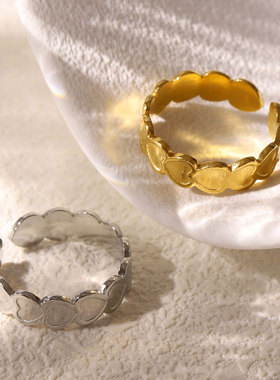 不掉色钛钢戒指女活口指环可调节对戒2024潮小众设计感ins冷淡风