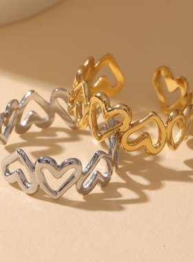 不掉色钛钢戒指女活口指环可调节对戒2024潮小众设计感ins冷淡风