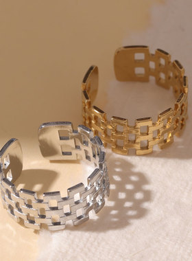 不掉色钛钢戒指女活口指环可调节对戒2024潮小众设计感ins冷淡风