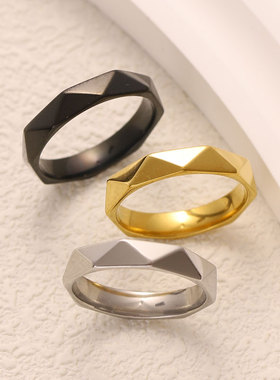 几何菱面钛钢戒指女式2024秋冬潮ins小众个性冷淡风饰品潮人手饰