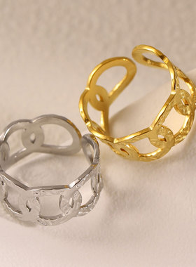 不掉色钛钢戒指女活口指环可调节对戒2024潮小众设计感ins冷淡风