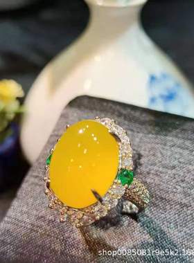 直播女戒指高冰帝王绿满绿玉髓鸽子蛋女戒指大气妈妈礼物漂亮戒指