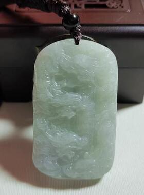 天然翡翠A货九龙护主吊坠观音双面玉佩情侣款霸气圆牌项链挂件